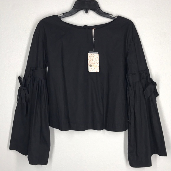 Free People Obviously Yours black cotton blouse XS - Picture 3 of 8